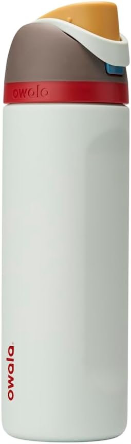 Owala FreeSip Insulated Stainless Steel Water Bottle with Straw for Sports and Travel, BPA-Free Sports Water Bottle, 24 oz, Pink, Angel Food Cake