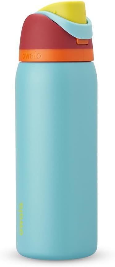 Owala FreeSip Insulated Stainless Steel Water Bottle with Straw for Sports and Travel, BPA-Free Sports Water Bottle, 24 oz, Pink, Angel Food Cake