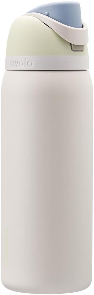 Owala FreeSip Insulated Stainless Steel Water Bottle with Straw for Sports and Travel, BPA-Free Sports Water Bottle, 24 oz, Pink, Angel Food Cake