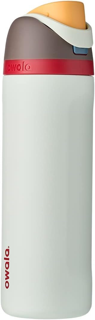 Owala FreeSip Insulated Stainless Steel Water Bottle with Straw for Sports and Travel, BPA-Free Sports Water Bottle, 24 oz, Pink, Angel Food Cake