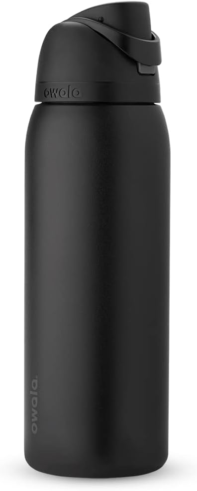 Owala FreeSip Insulated Stainless Steel Water Bottle with Straw for Sports and Travel, BPA-Free Sports Water Bottle, 24 oz, Pink, Angel Food Cake