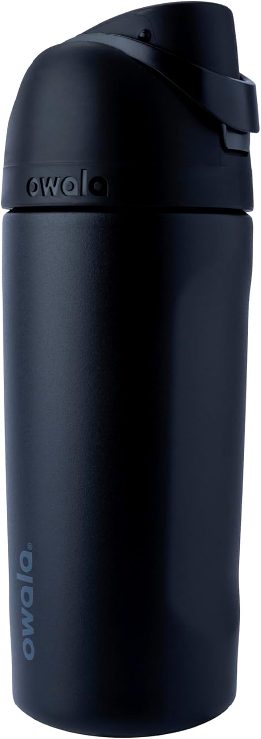 Owala FreeSip Insulated Stainless Steel Water Bottle with Straw for Sports and Travel, BPA-Free Sports Water Bottle, 24 oz, Pink, Angel Food Cake