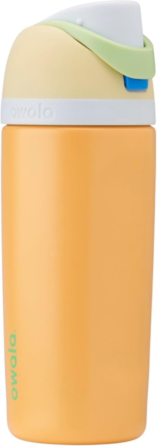 Owala FreeSip Insulated Stainless Steel Water Bottle with Straw for Sports and Travel, BPA-Free Sports Water Bottle, 24 oz, Pink, Angel Food Cake