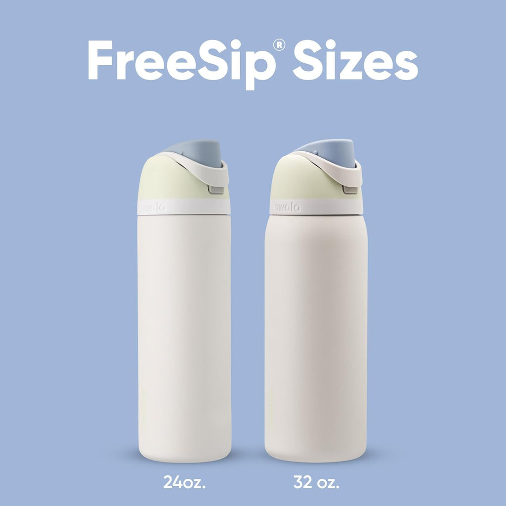 Owala FreeSip Insulated Stainless Steel Water Bottle with Straw for Sports and Travel, BPA-Free Sports Water Bottle, 24 oz, Pink, Angel Food Cake