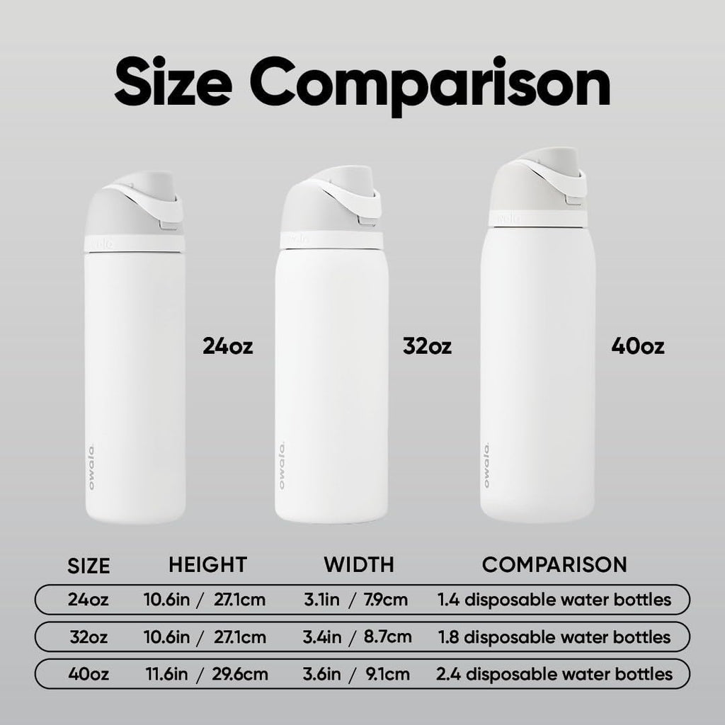 Owala FreeSip Insulated Stainless Steel Water Bottle with Straw for Sports and Travel, BPA-Free Sports Water Bottle, 24 oz, Pink, Angel Food Cake