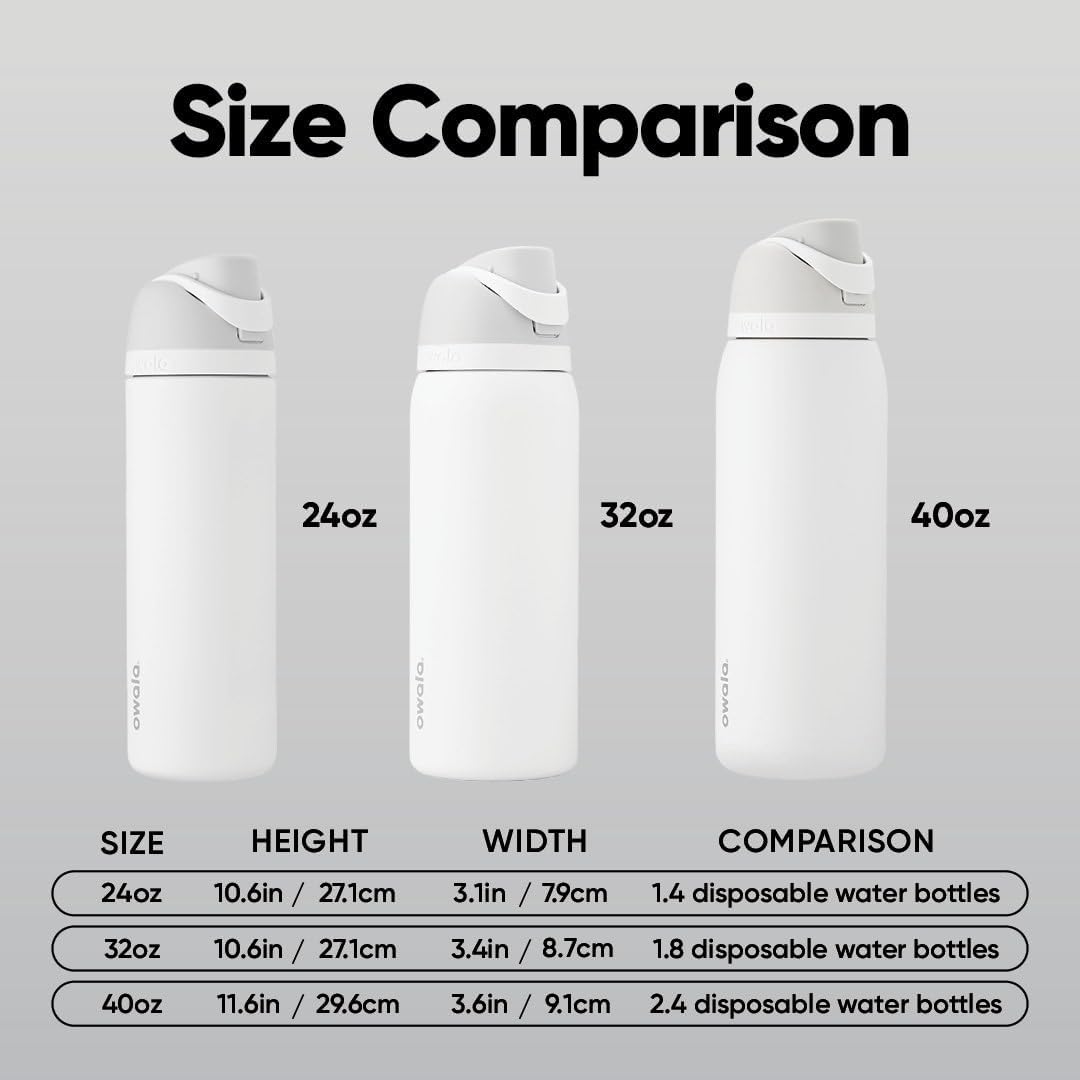 Owala FreeSip Insulated Stainless Steel Water Bottle with Straw for Sports and Travel, BPA-Free Sports Water Bottle, 24 oz, Pink, Angel Food Cake