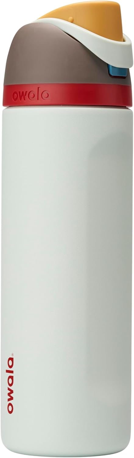 Owala FreeSip Insulated Stainless Steel Water Bottle with Straw for Sports and Travel, BPA-Free Sports Water Bottle, 24 oz, Pink, Angel Food Cake