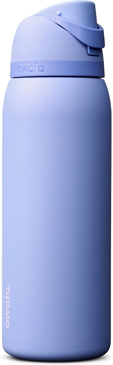 Owala FreeSip Insulated Stainless Steel Water Bottle with Straw for Sports and Travel, BPA-Free Sports Water Bottle, 24 oz, Pink, Angel Food Cake