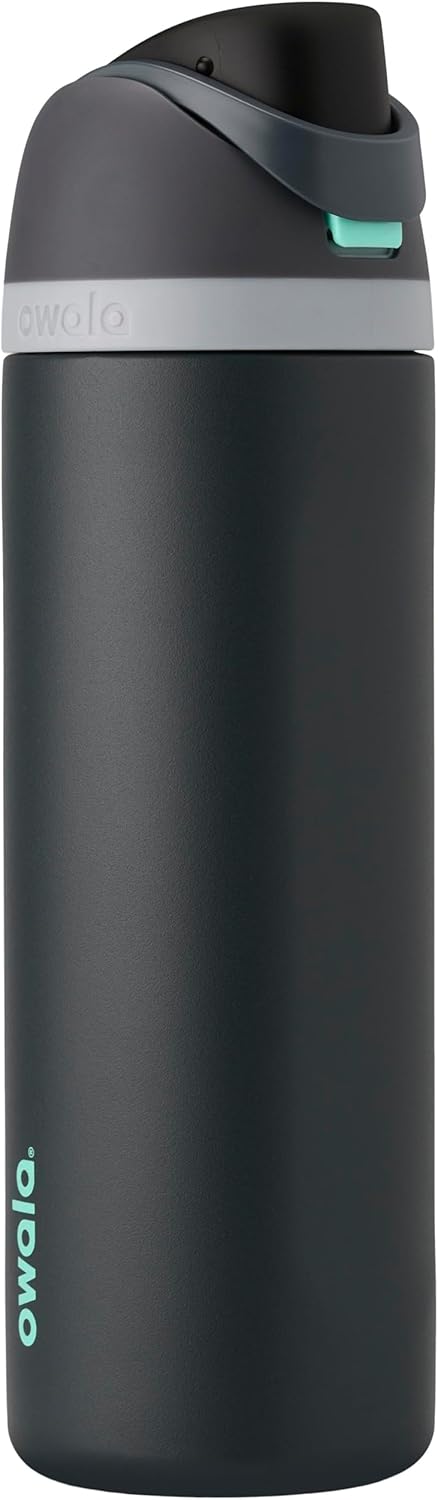 Owala FreeSip Insulated Stainless Steel Water Bottle with Straw for Sports and Travel, BPA-Free Sports Water Bottle, 24 oz, Pink, Angel Food Cake