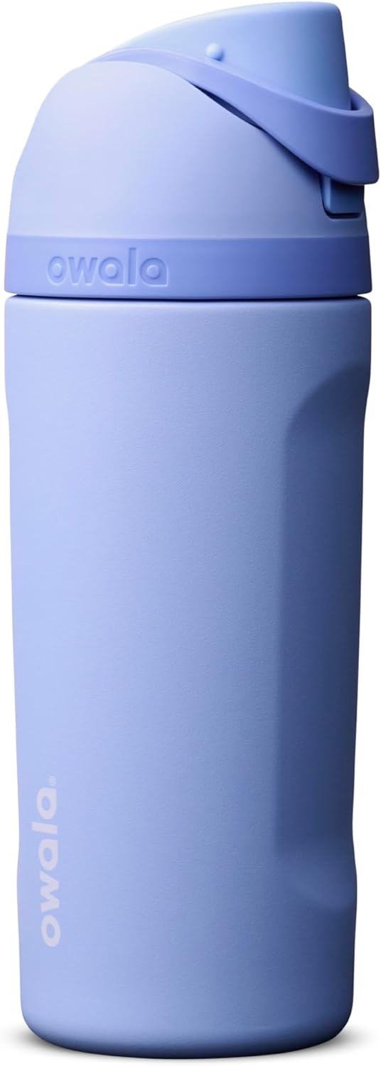 Owala FreeSip Insulated Stainless Steel Water Bottle with Straw for Sports and Travel, BPA-Free Sports Water Bottle, 24 oz, Pink, Angel Food Cake