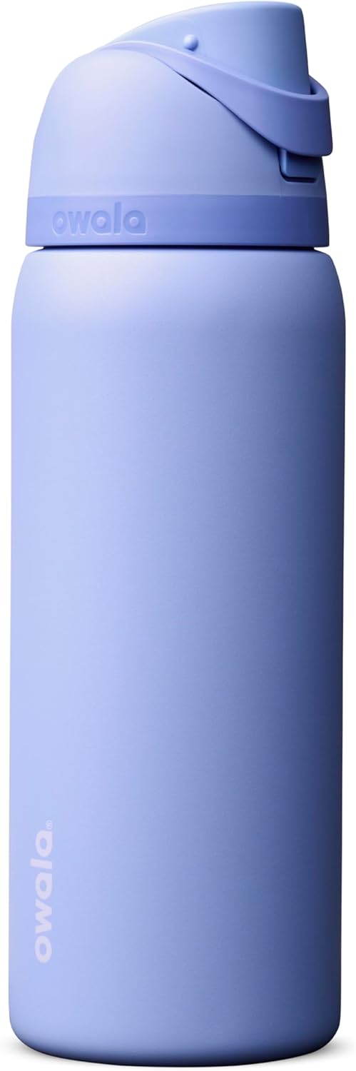 Owala FreeSip Insulated Stainless Steel Water Bottle with Straw for Sports and Travel, BPA-Free Sports Water Bottle, 24 oz, Pink, Angel Food Cake