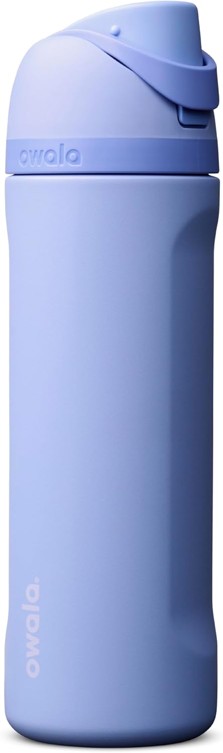 Owala FreeSip Insulated Stainless Steel Water Bottle with Straw for Sports and Travel, BPA-Free Sports Water Bottle, 24 oz, Pink, Angel Food Cake
