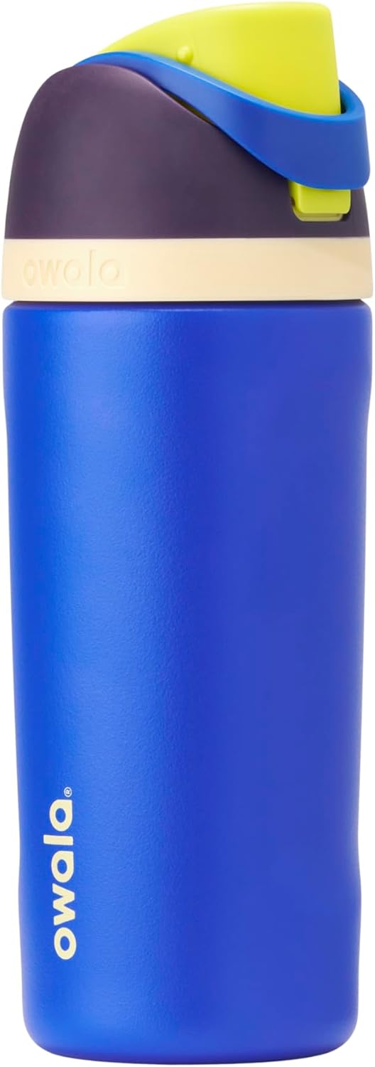 Owala FreeSip Insulated Stainless Steel Water Bottle with Straw for Sports and Travel, BPA-Free Sports Water Bottle, 24 oz, Pink, Angel Food Cake