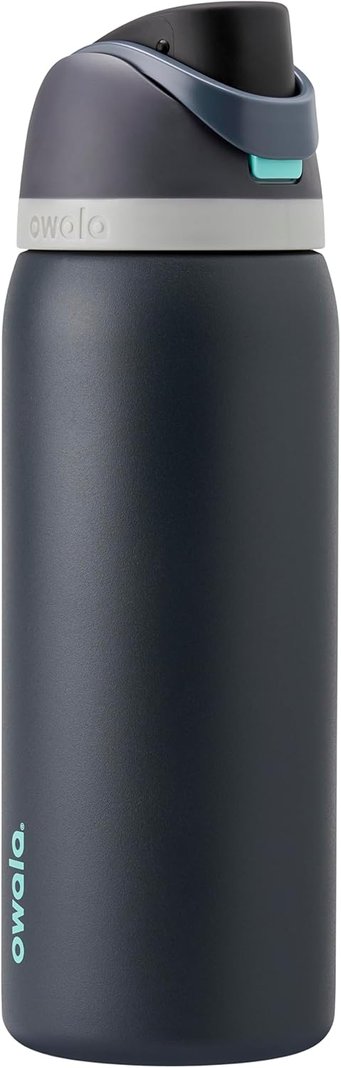 Owala FreeSip Insulated Stainless Steel Water Bottle with Straw for Sports and Travel, BPA-Free Sports Water Bottle, 24 oz, Pink, Angel Food Cake
