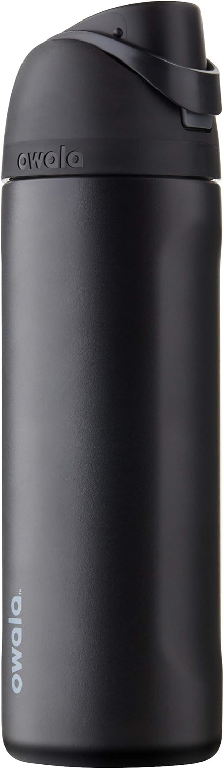 Owala FreeSip Insulated Stainless Steel Water Bottle with Straw for Sports and Travel, BPA-Free Sports Water Bottle, 24 oz, Pink, Angel Food Cake