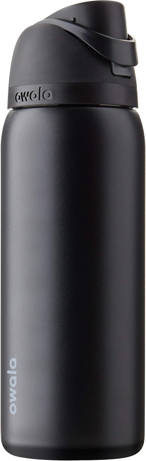 Owala FreeSip Insulated Stainless Steel Water Bottle with Straw for Sports and Travel, BPA-Free Sports Water Bottle, 24 oz, Pink, Angel Food Cake