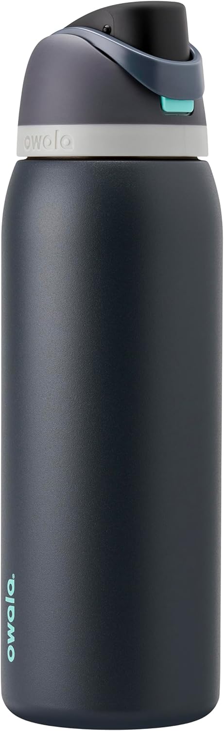 Owala FreeSip Insulated Stainless Steel Water Bottle with Straw for Sports and Travel, BPA-Free Sports Water Bottle, 24 oz, Pink, Angel Food Cake